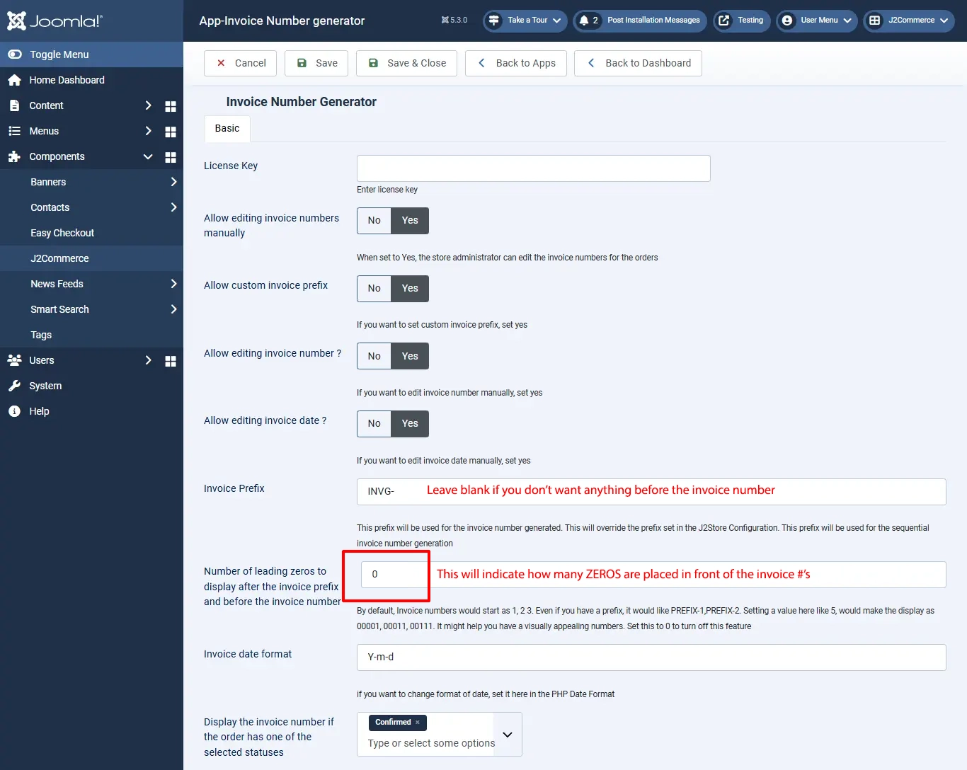 invoice settings